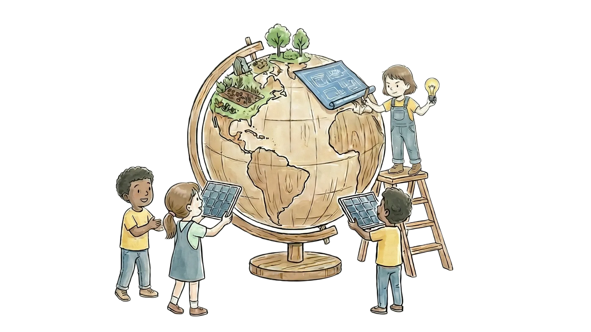 Children learning outdoors in a natural environment